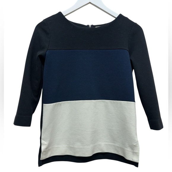 Madewell Tops - Madewell Ribbed Knit Top Colorblock Shirt XS Gallerist Ponte Back Zip 3/4 Sleeve
